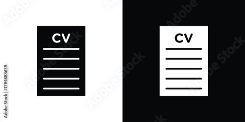 CV icon, outline vector sign, linear and solid style. vector symbol on white background