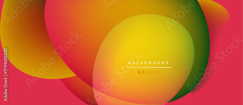 Abstract colorful background. Overlapping circles create dynamic visual effect. Gradient shades blend smoothly, offering modern aesthetic.