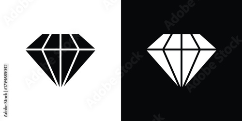 Diamond icon, outline vector sign, linear and solid style. vector symbol on white background
