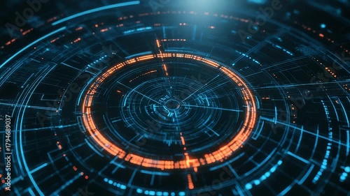 Wallpaper Mural Digital data network displaying futuristic cyber hud interface Torontodigital.ca