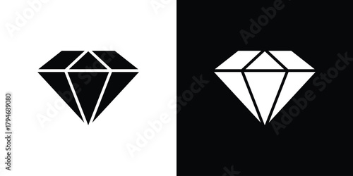 Diamond icon, outline vector sign, linear and solid style. vector symbol on white background