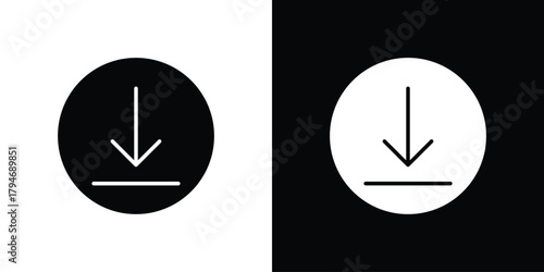 Download button icon, outline vector sign, linear and solid style. vector symbol on white background