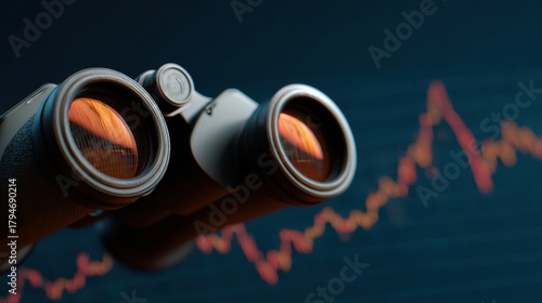 Obraz na płótnie binoculars observing financial market chart