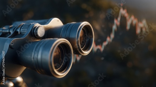 Wallpaper Mural binoculars observing stock market chart Torontodigital.ca