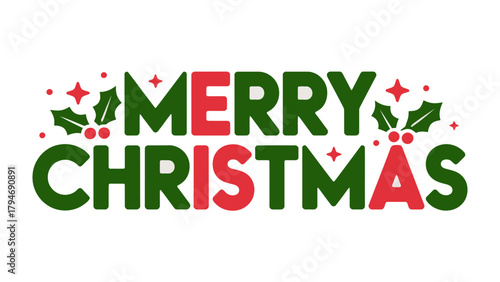 Holiday Greetings: A festive, eye-catching holiday greeting design featuring a merry christmas sign with seasonal symbols, perfect for conveying warm wishes and holiday cheer.