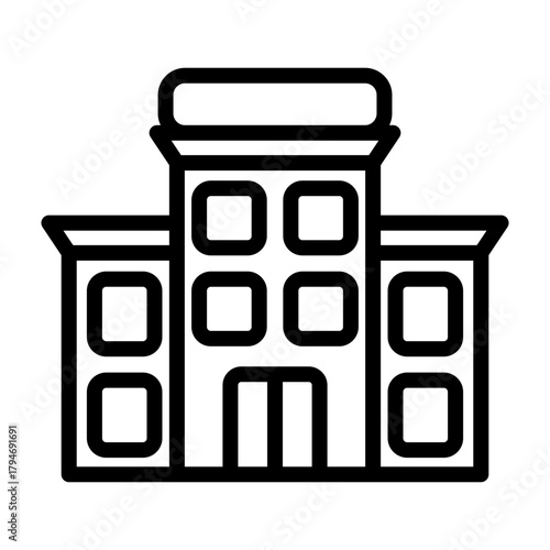 Hotel Building Vector Line Icon Design