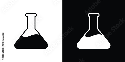 Flask icon, outline vector sign, linear and solid style. vector symbol on white background