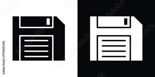 Floppy disk icon, outline vector sign, linear and solid style. vector symbol on white background