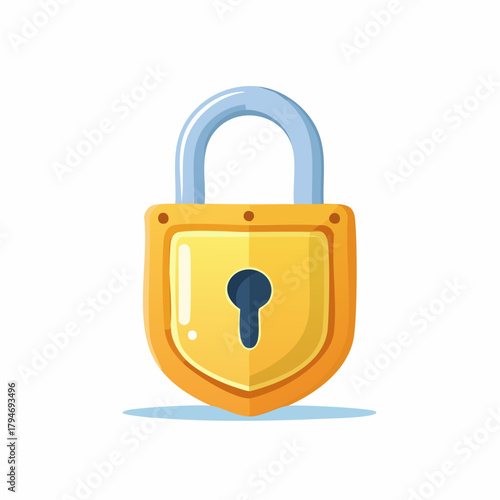 Cartoon Style Security Padlock Illustration.