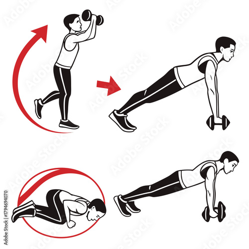 Man Performing Dumbbell Exercise Routine Keywords: man, exercise, fitness, workout, dumbbell