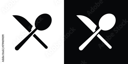 Fork and Knife icon, outline vector sign, linear and solid style. vector symbol on white background