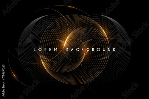 Circle gold and black lines template background