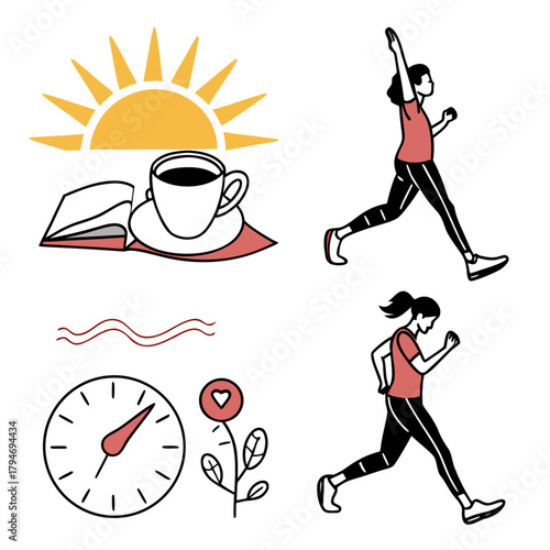 Healthy Morning Routine Icons lifestyle
