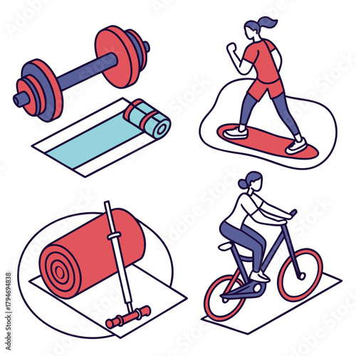 Isometric fitness equipment and people exercising exercise