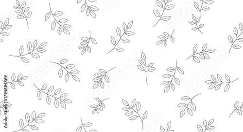 A beautiful seamless pattern of scattered wildflowers and botanical elements creating a delicate and artistic natural design.