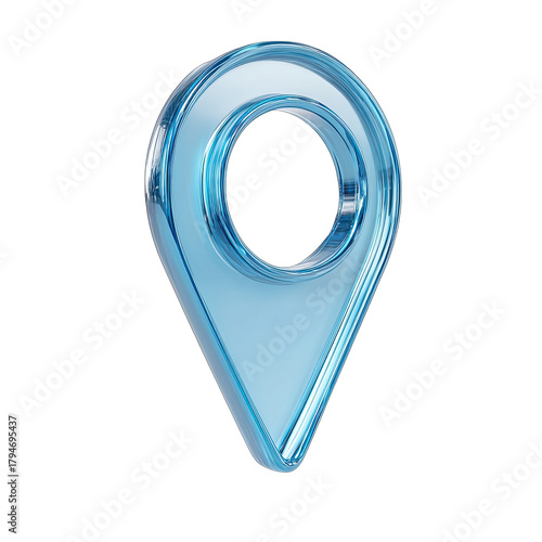 Light blue, glassy map pin
