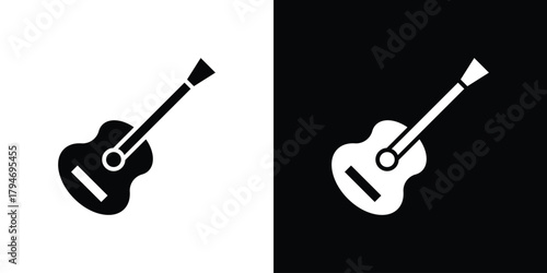 Guitar icon, outline vector sign, linear and solid style. vector symbol on white background