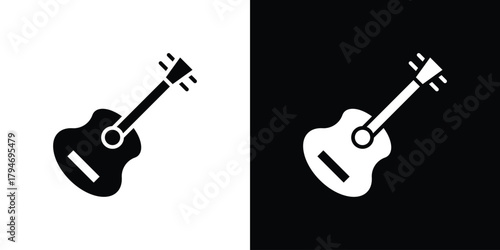 Guitar icon, outline vector sign, linear and solid style. vector symbol on white background