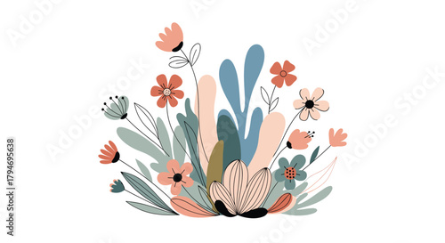 A delightful collection of whimsical floral elements and natural botanical illustrations.