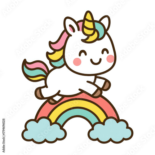 Adorable watercolor unicorn illustrations painted in soft pastel tones. Cute magical unicorns with gentle textures on a clean white background—perfect for nursery art, stickers, clipart sets.