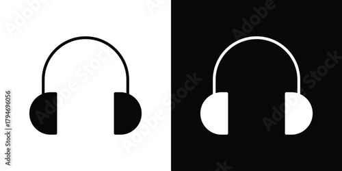 Headphones icon, outline vector sign, linear and solid style. vector symbol on white background