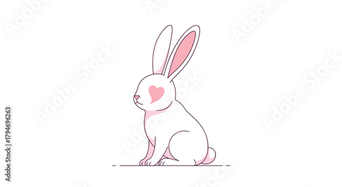 A cute little bunny with a heart on its chest sits patiently waiting for someone special.