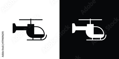 Helicopter icon, outline vector sign, linear and solid style. vector symbol on white background