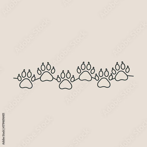 A delightful line of paw prints, symbolizing connection and companionship