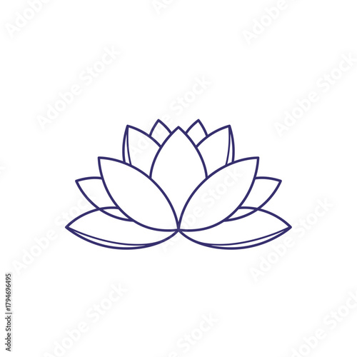 Elegant Minimalist Pink Lotus Flower Illustration Symbolizing Purity and Tranquility with Green Stem
