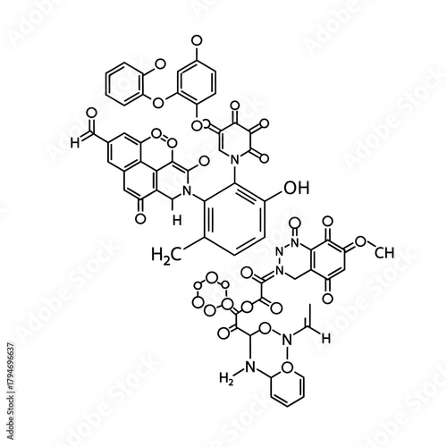 Complex Organic Chemical Compound Molecular Structure Illustration