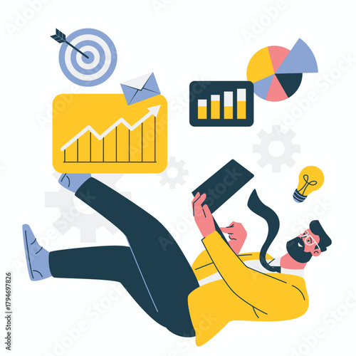 Task Management balancing multiple projects while managing time and responsibilities efficiently illustration