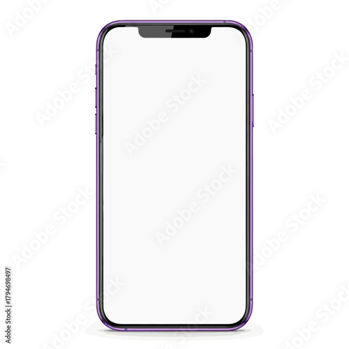 Purple Smartphone with Blank Screen Modern Communication Device for App and Content Display