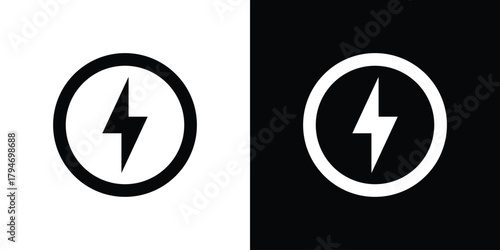 Lightning bolt icon, outline vector sign, linear and solid style. vector symbol on white background