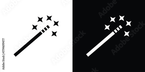 Magic wand icon, outline vector sign, linear and solid style. vector symbol on white background