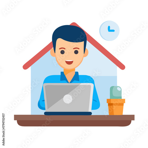 Entrepreneur Working On His Laptop At Home.icon