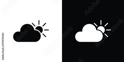 Partially cloudy icon, outline vector sign, linear and solid style. vector symbol on white background