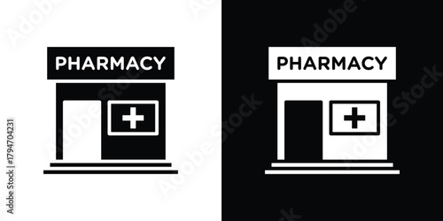 Pharmacy icon, outline vector sign, linear and solid style. vector symbol on white background