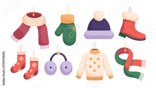 Cozy Winter Attire: A charming collection of winter accessories, each piece exuding warmth and style, ready to embrace the chilly season.