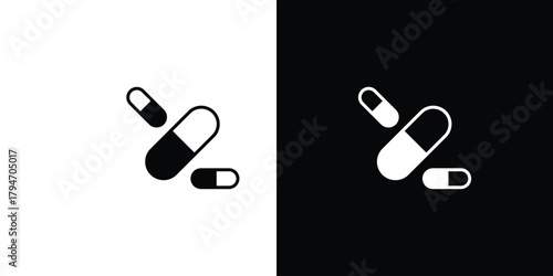 Pill icon, outline vector sign, linear and solid style. vector symbol on white background