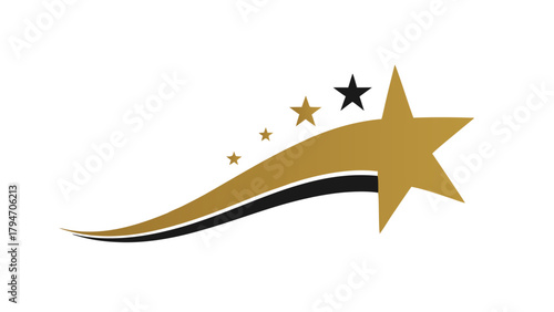 Minimalist Golden Meteor Comet Logo Icon