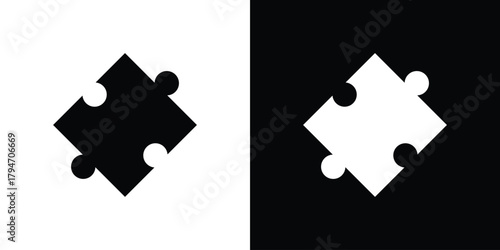 Puzzle piece icon, outline vector sign, linear and solid style. vector symbol on white background