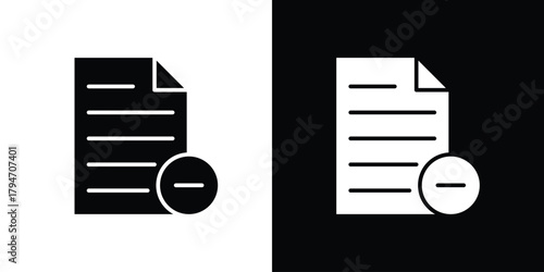 Remove document icon, outline vector sign, linear and solid style. vector symbol on white background