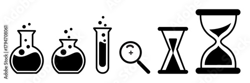 Chemical flask vector icon collection. Science icon