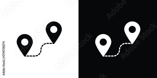 Route icon, outline vector sign, linear and solid style. vector symbol on white background