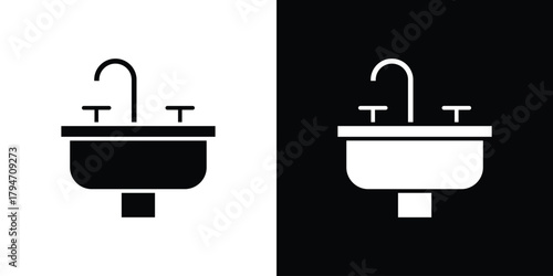 Sink icon, outline vector sign, linear and solid style. vector symbol on white background