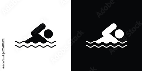 Swimming icon, outline vector sign, linear and solid style. vector symbol on white background