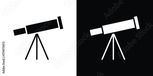 Telescope icon, outline vector sign, linear and solid style. vector symbol on white background