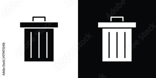 Trash Bin icon, outline vector sign, linear and solid style. vector symbol on white background