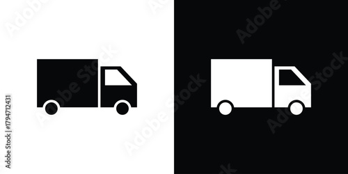 Truck icon, outline vector sign, linear and solid style. vector symbol on white background