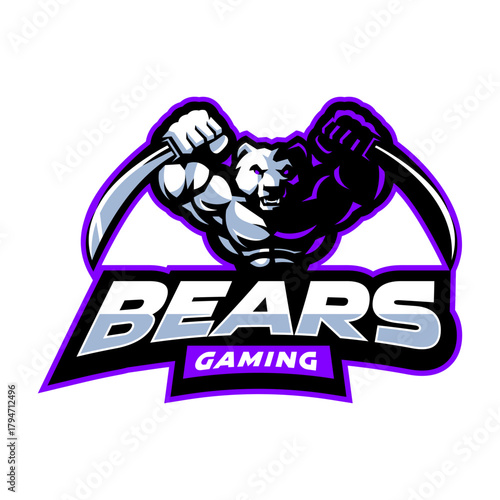 Bear with sword mascot logo